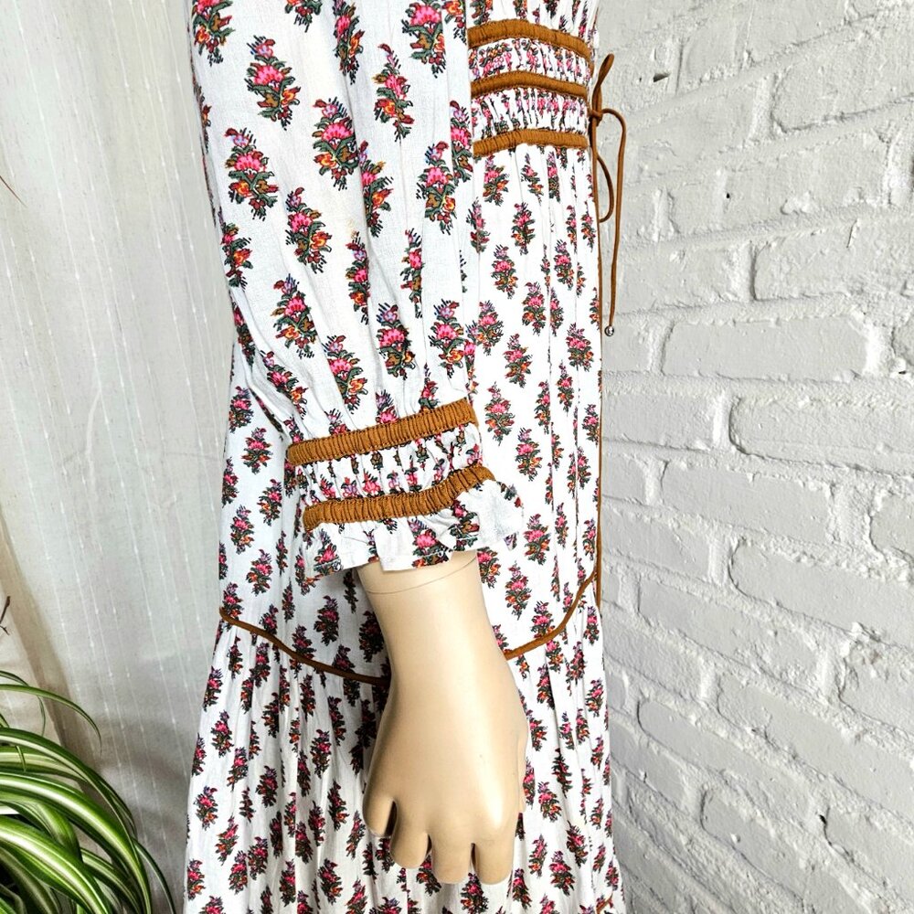 Veronica Beard Allesandra Boho Midi Dress Belted Cotton Size 6 - Picture 11 of 15